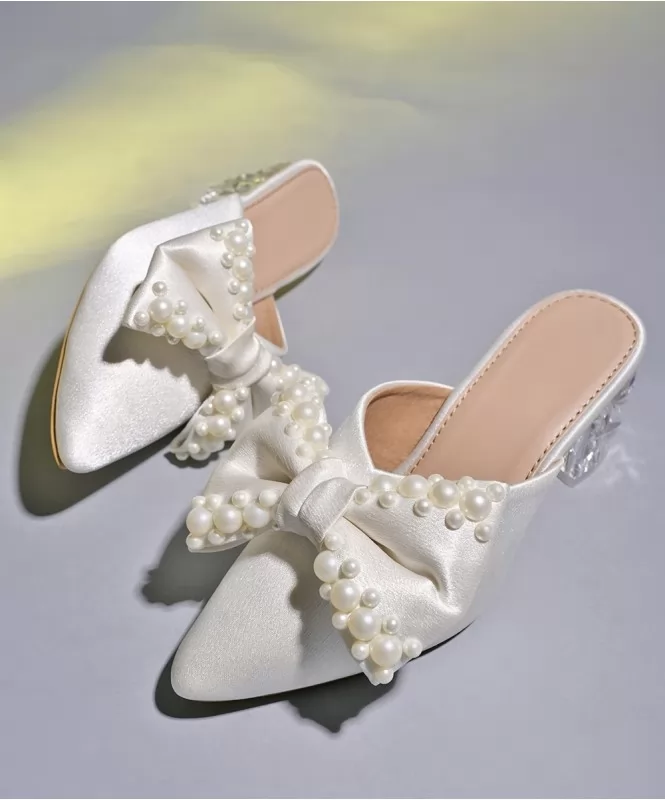 Pretty pearl satin heels 