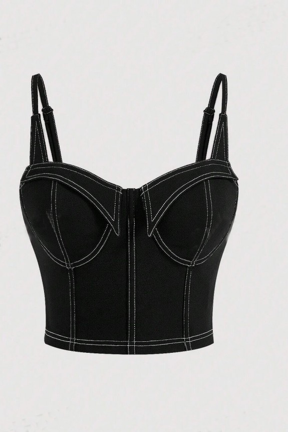 Black Solid Bustier Cami Top