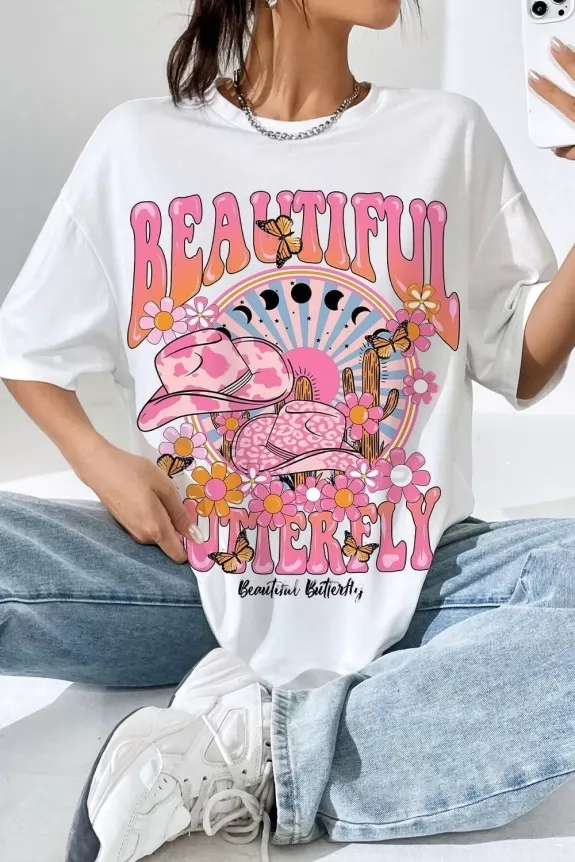 Butterfly Printed Oversized T-Shirt | Street Style Store | SSS