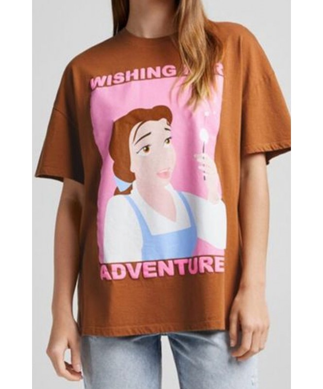 Brown Printed Oversized T-shirt
