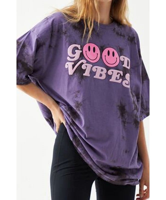 Smile Face Print Oversized Tee