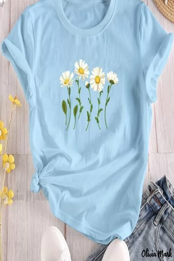 Light Blue Floral T-Shirt | Street Style Store | SSS