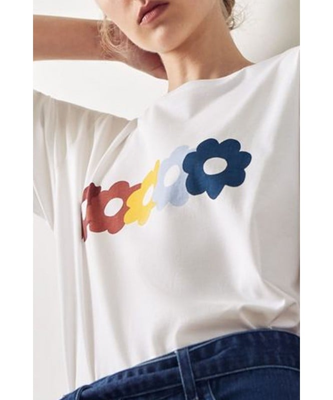 Colorblock Flower printed Tshirt