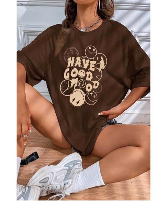 Ash Brown Long Sleeve Graphic T-Shirt