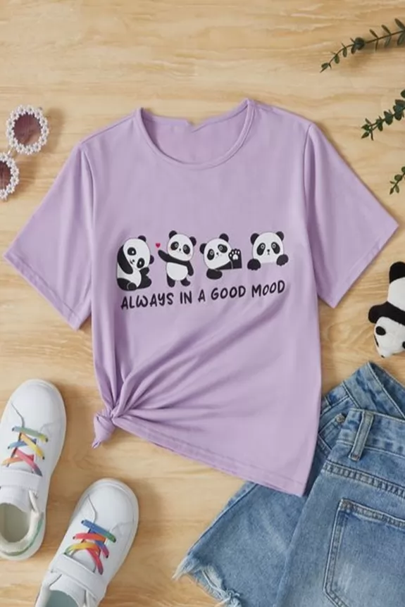 Lavender Panda Emoji T-Shirt