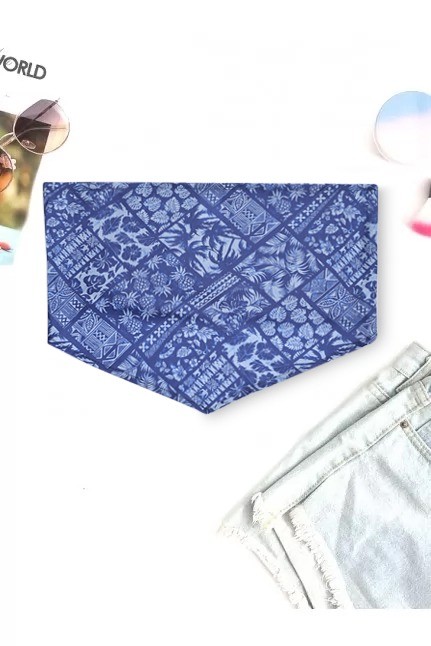 Blue Printed Crop Top