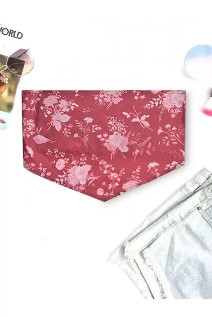 Red Floral Printed Crop Top