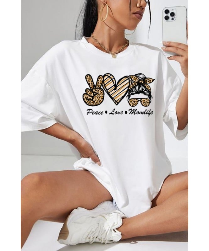 Heart And Letter Graphic Drop Shoulder Oversized Tee