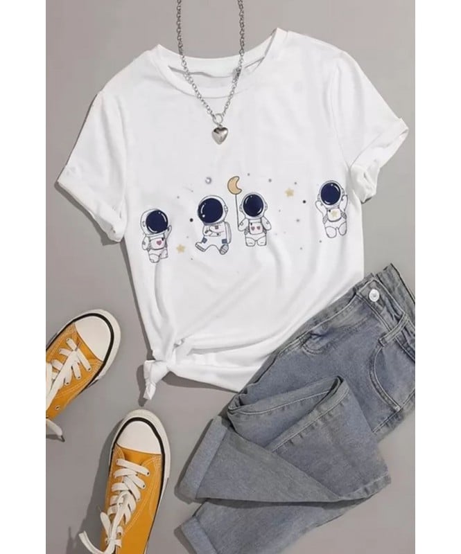 White Astronomy Styled T-shirt