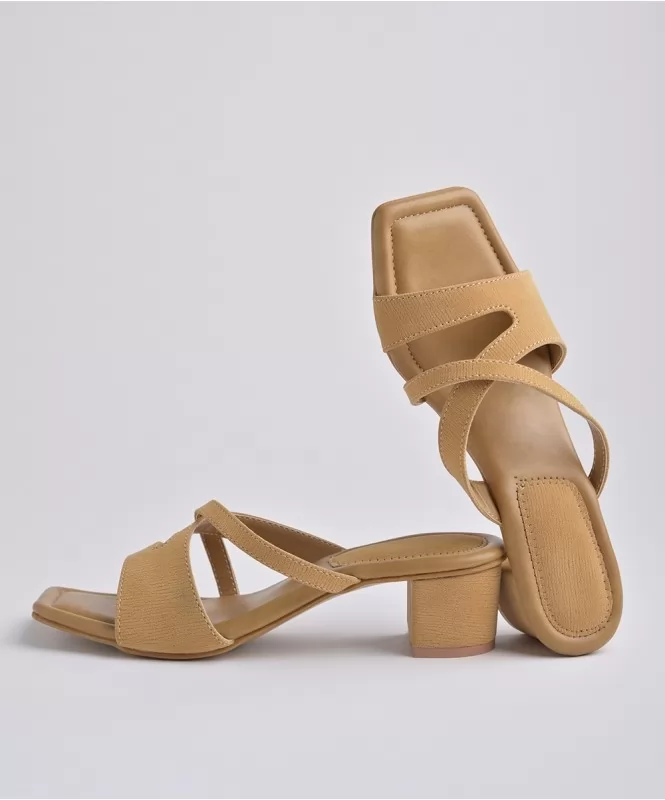 Camel brown strappy heels 