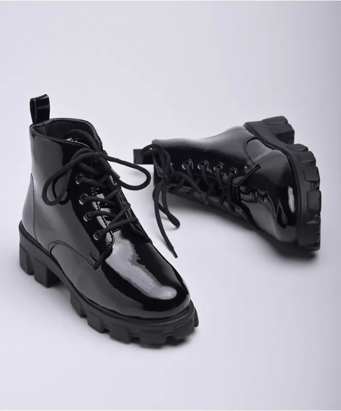 Shiny chunky boots hotsell