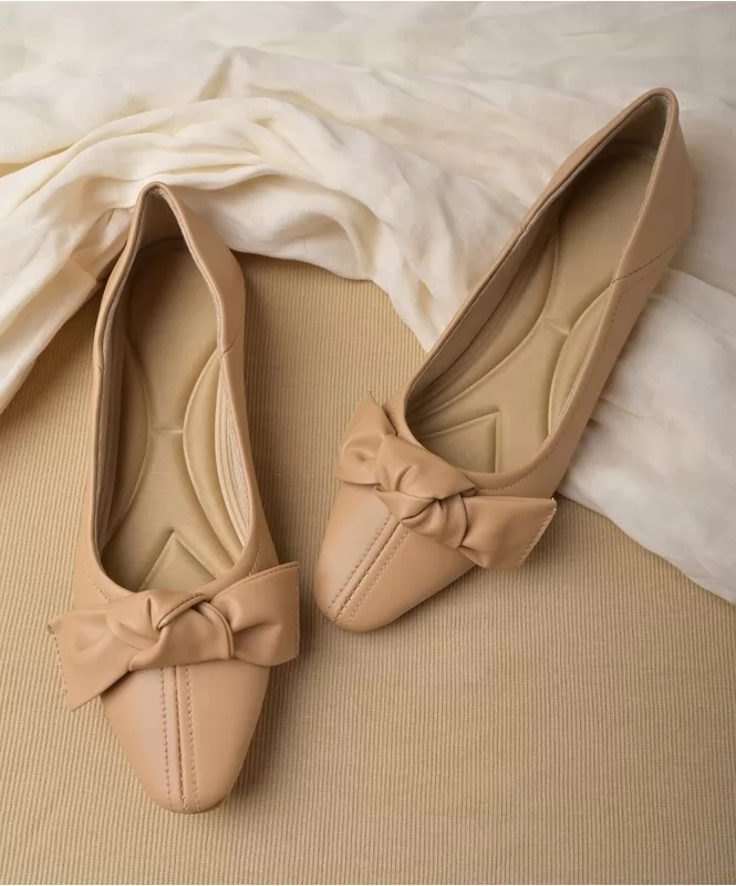 Basic beige bow ballerinas Street Style Store SSS