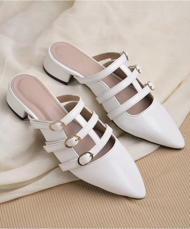 Ladies white mules online