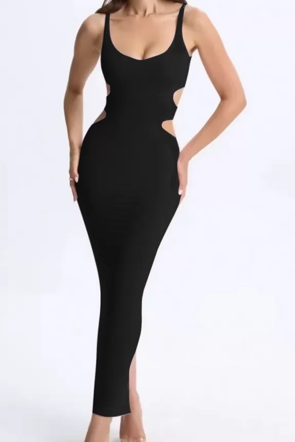 Cut-Out Maxi Dress in Baby Black