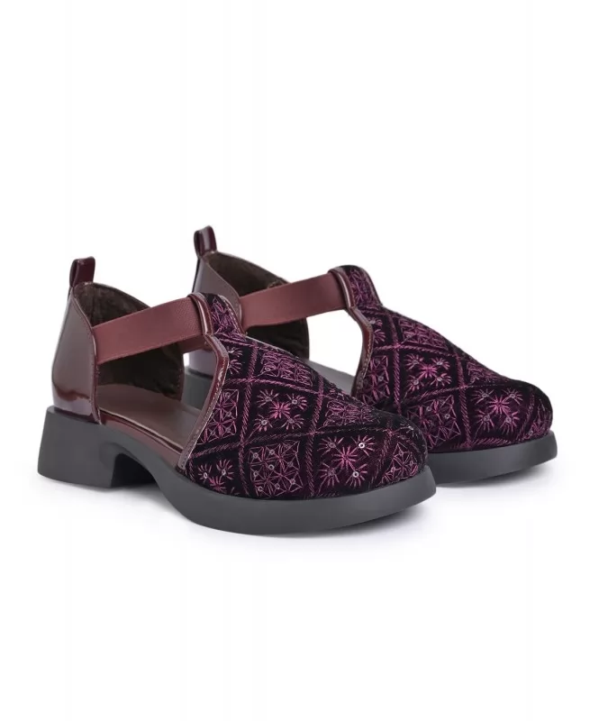 Merlot muse embroidered shoes 