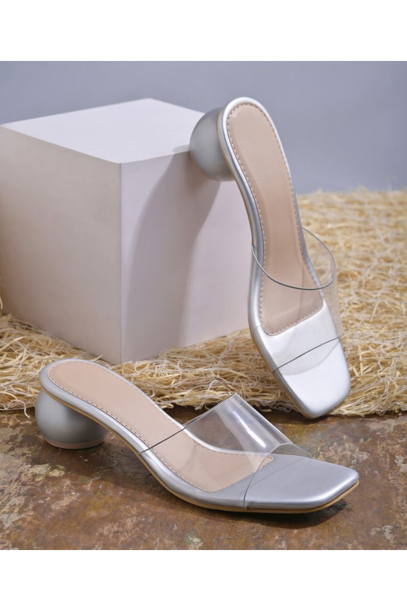 Transy silver round heels