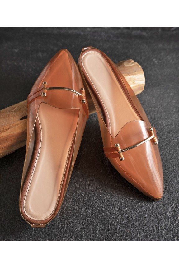 Transy brown mules