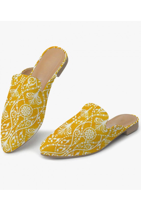 Yellow Printed Fancy Mules