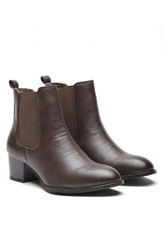 Embossed brown chelsea boots