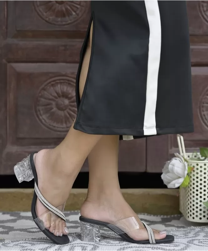 Transparent heels black shop