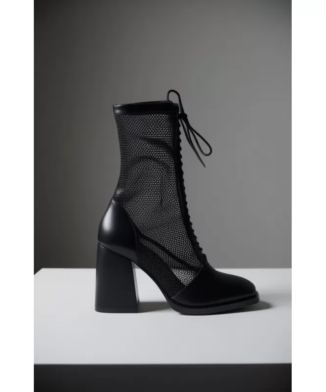 Sleek Black Mesh Boots Street Style Store SSS