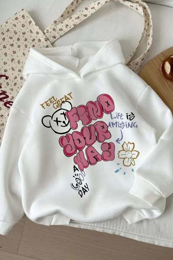 White slogan hoodie on sale