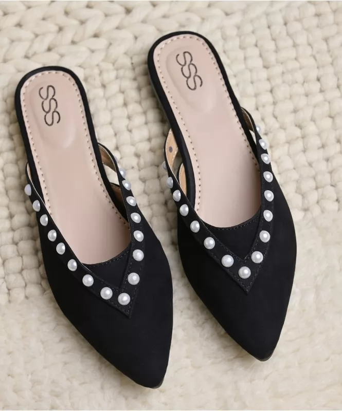 Studded black mules hot sale