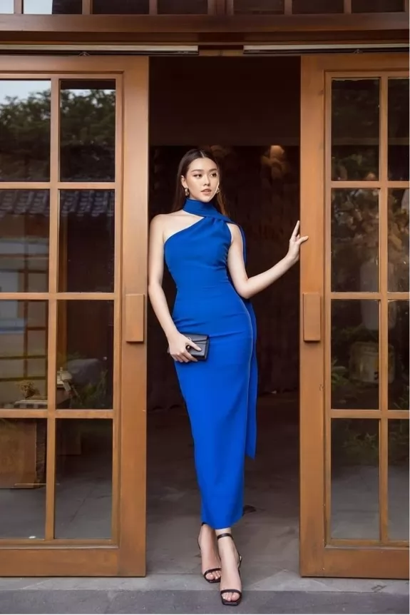 Blue One Shoulder Bodycon Dress