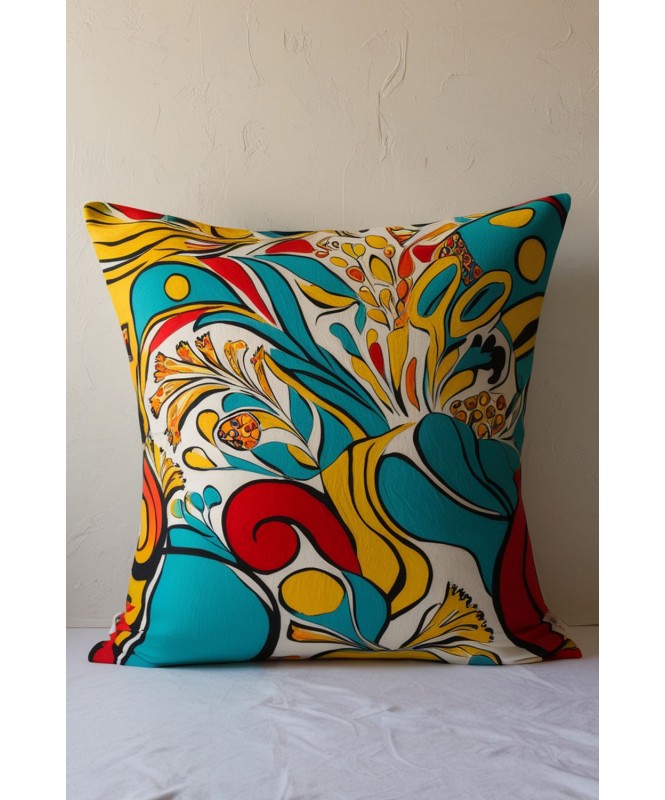 Set of 2:- Matisse inspired Multicolor Canvas Cushion Covers