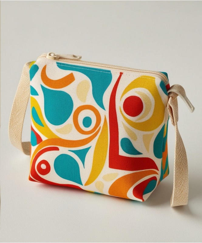 Abstract Printed Pouch Bag With Sling