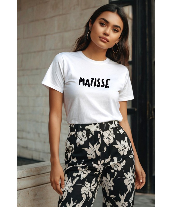 Set of 2:- Matisse Inspired White Tee With Floral Printed Trouser