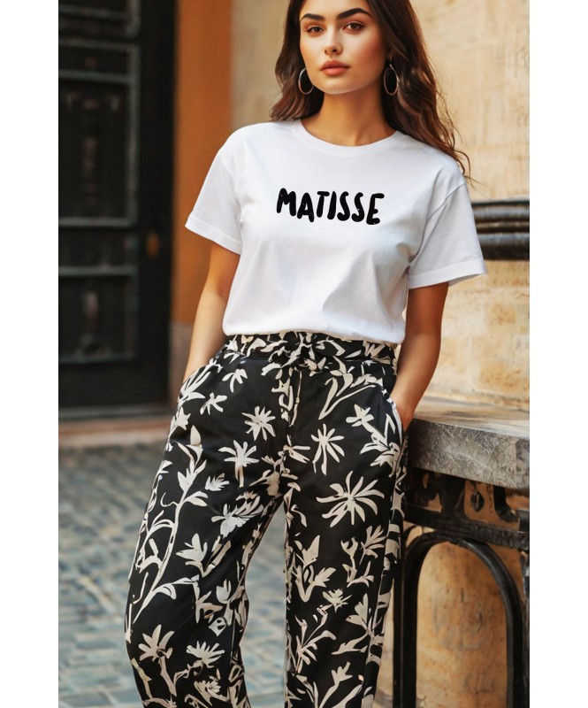 Set of 2:- Matisse Inspired White Tee With Floral Trouser