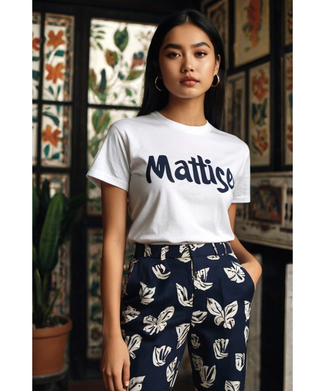 Set of 2:- Matisse Inspired White Tee With Black Printed Trouser