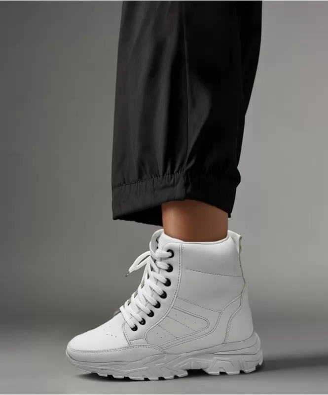 Chunky White Sneaker Boots Street Style Store SSS