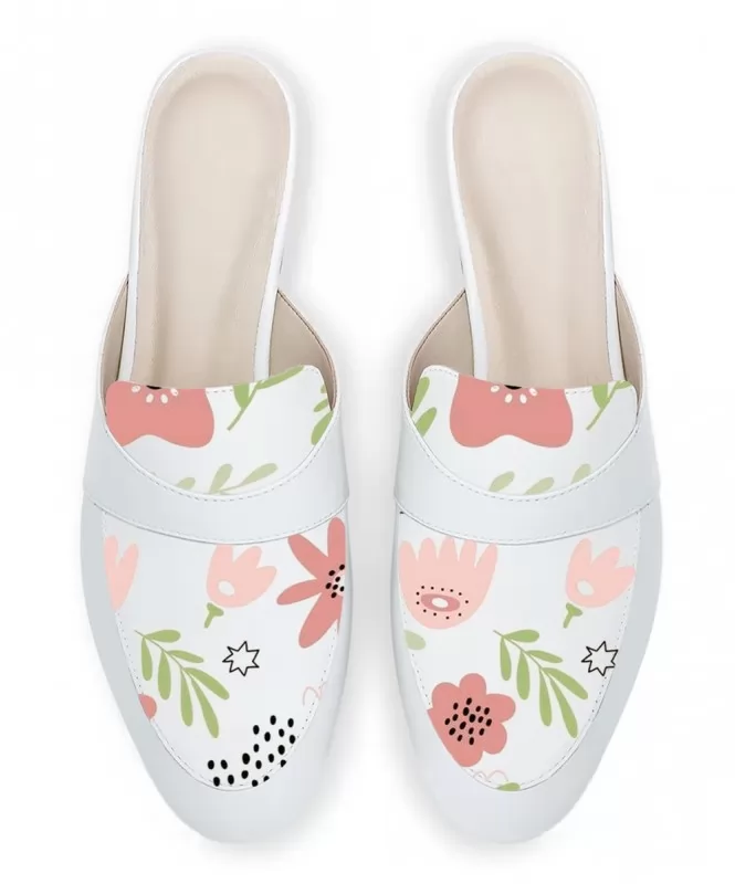 Matisse Inspired Printed Art  White Mules