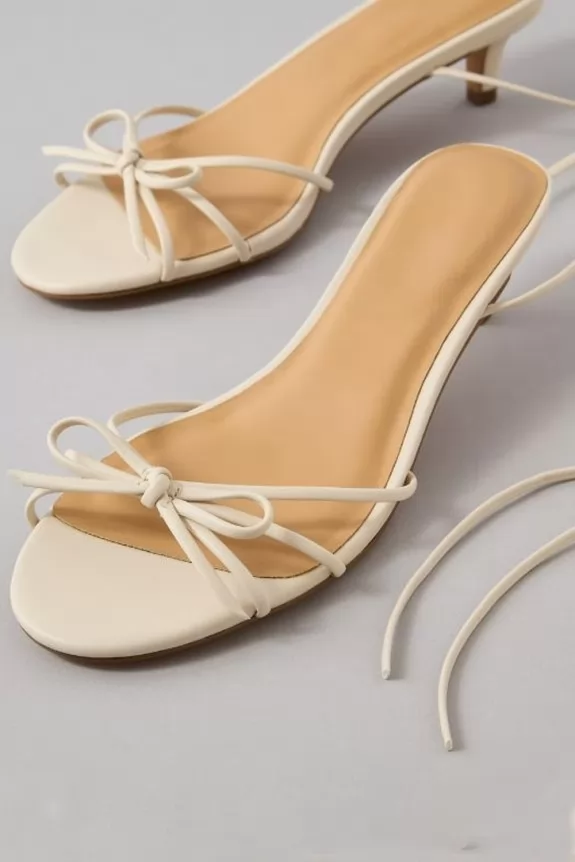 Bow Lace-Up Kitten Heels