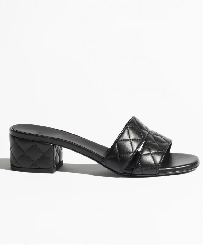 Basic Black Quilted Block Heels