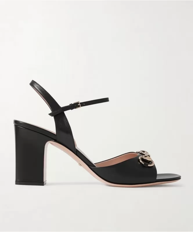 Golden Buckle Black Heels