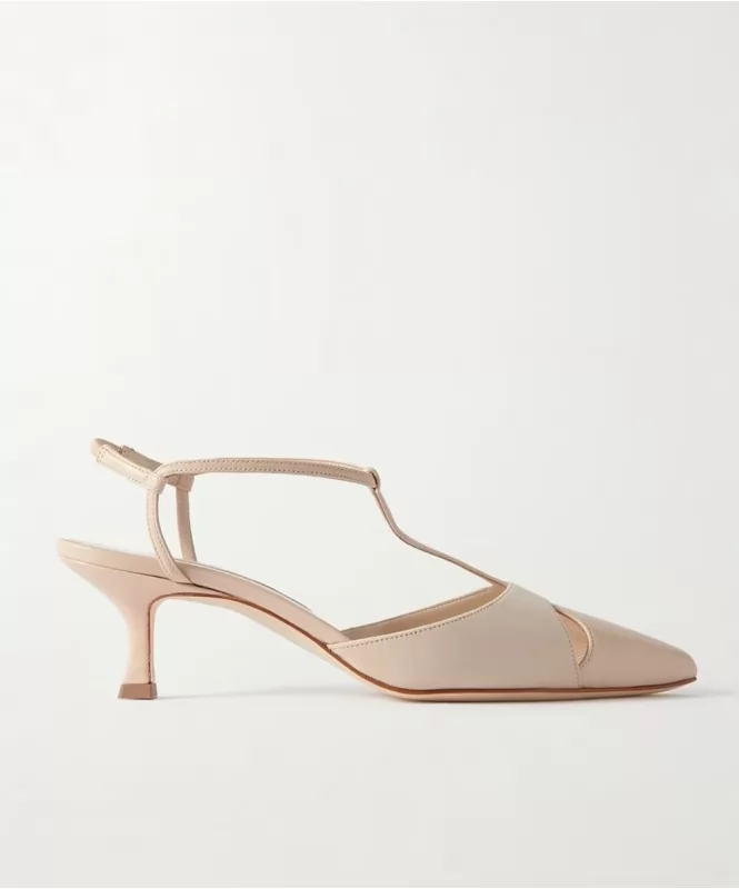 Cream Cutout Slingback Heels