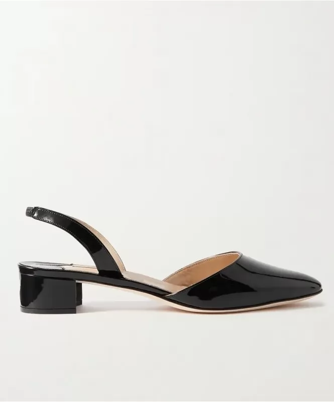 Patent Black Slingback Heels