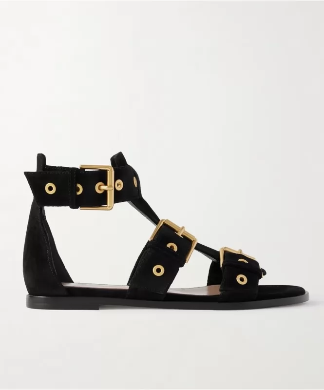 Grommet Detail Buckled Sandals