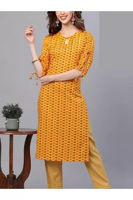  Geometric Print Straight Kurta 