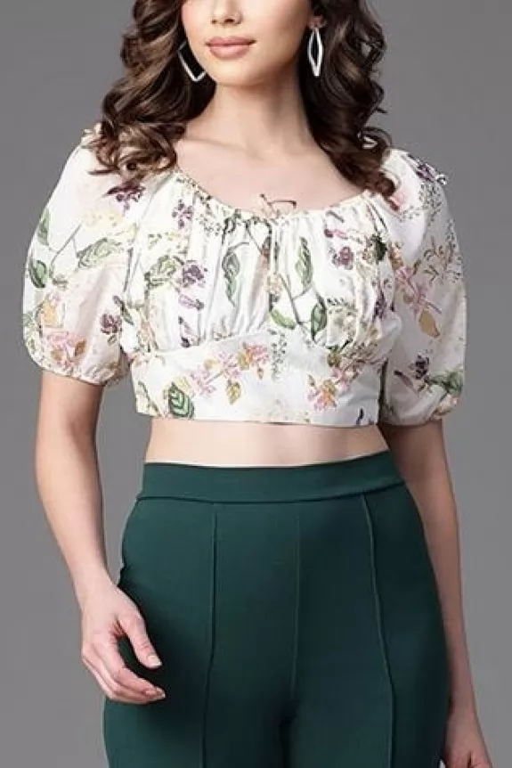 Floral Printed  Puff Sleeves  Top