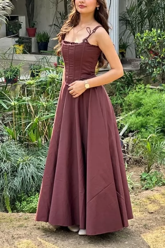 Cottagecore Maxi Dress with Corset Bodice